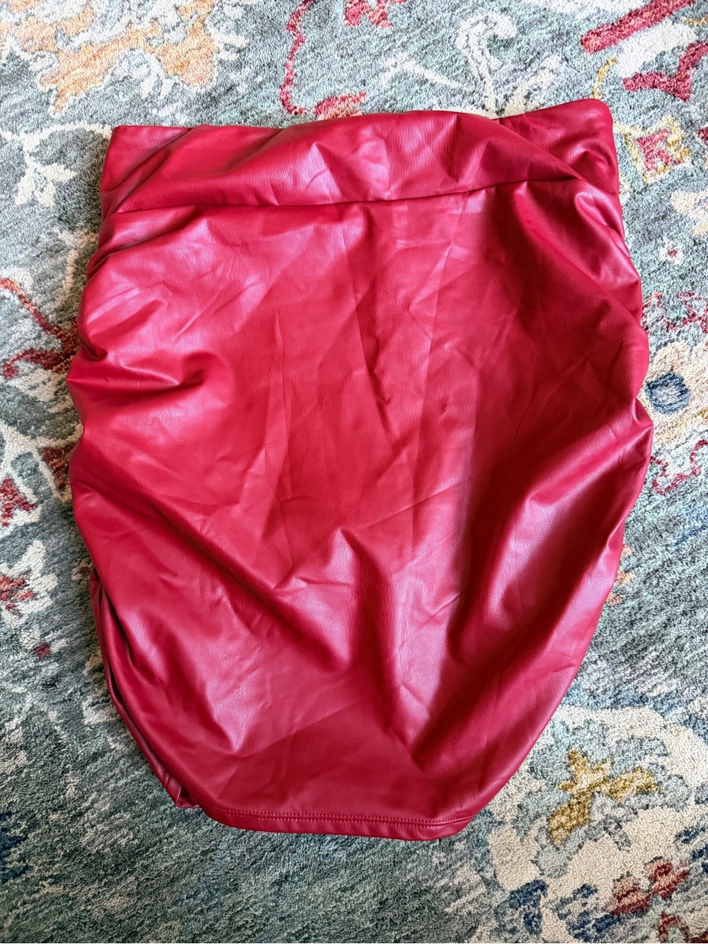 HALARA Red Faux Leather Mini Skirt